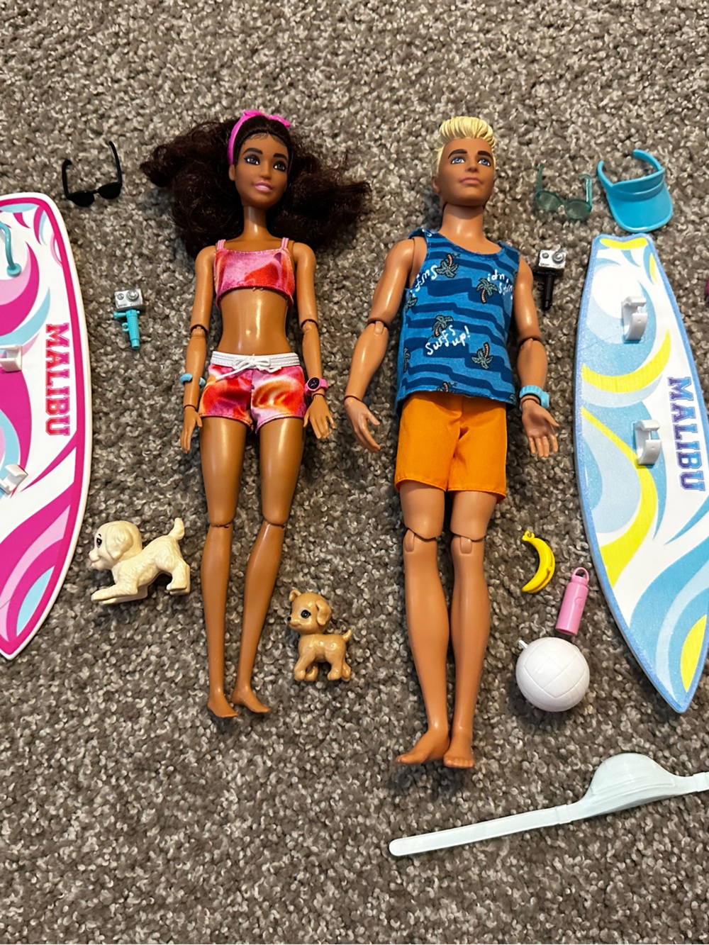 Barbie Surf Duo with Pink & Blue Beach Boards and Orange Accents